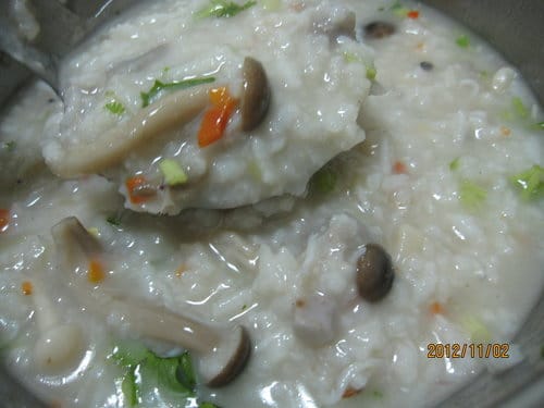 吻魚雙菇芋頭粥(煮鹹粥)