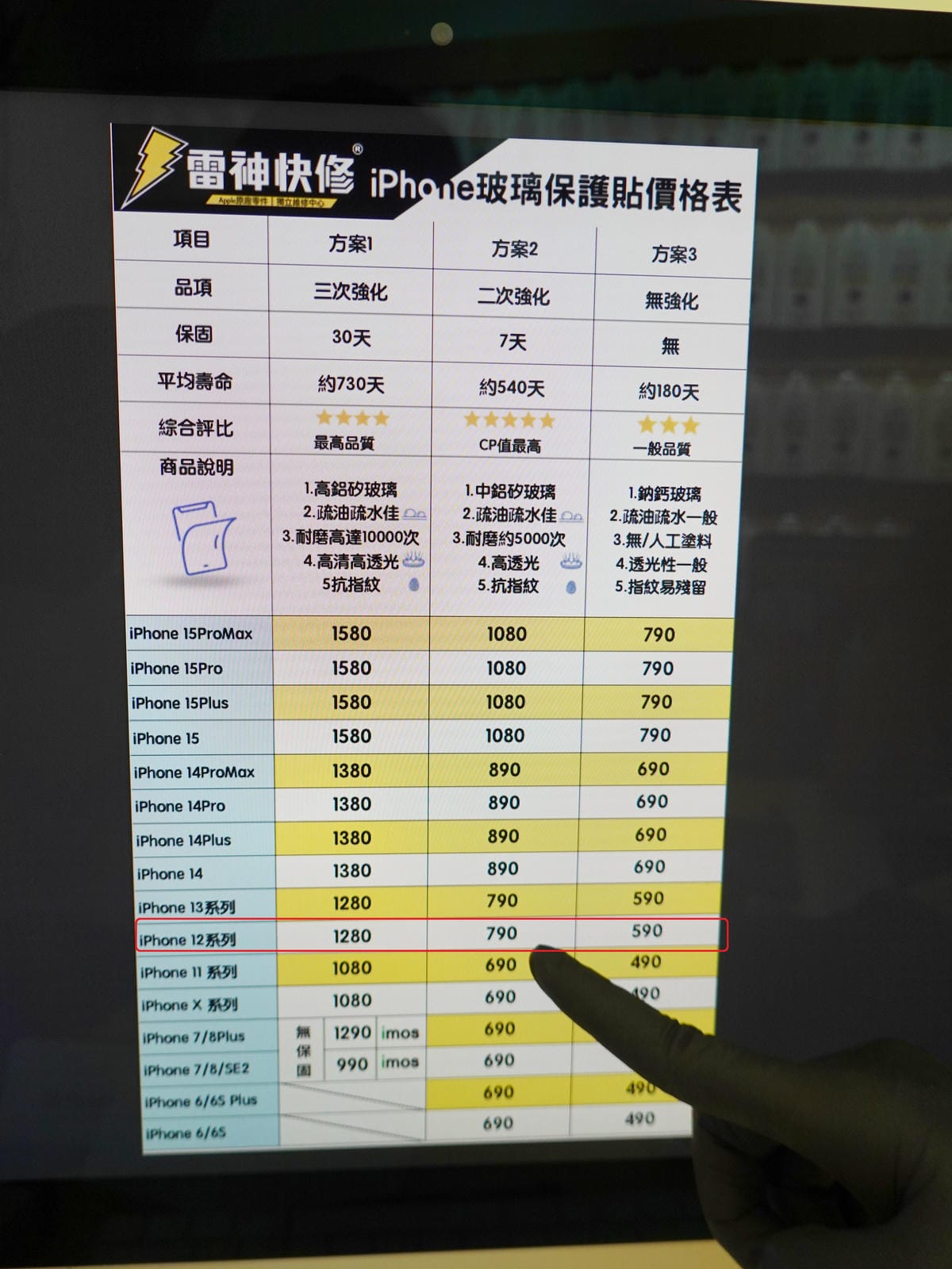 2024-6月雷神Iphone玻璃保護貼價目表.JPG