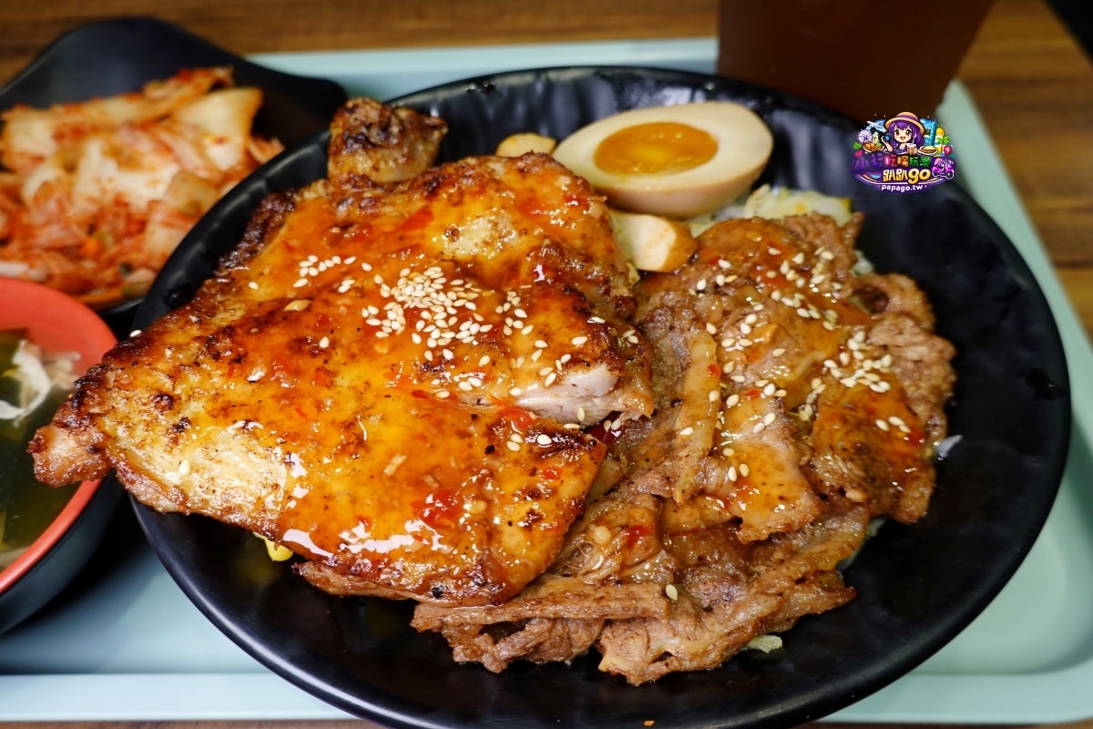 桃園八德平價日式便當【炬日式烤肉飯八德廣福店】內用湯品無限喝到飽/好吃炙燒腿牛雙拼飯/戰斧豚雞雙饗丼(有外送服務與限定優惠99元精緻便當)食記附菜單