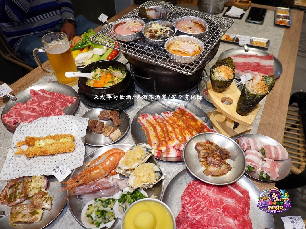 宜蘭炭火燒烤吃到飽/五結美食【春日里炭火燒肉．放題】一~四商業午餐最低568元。臨近冬山河親水公園美食(春日里炭火燒肉吃到飽菜單)